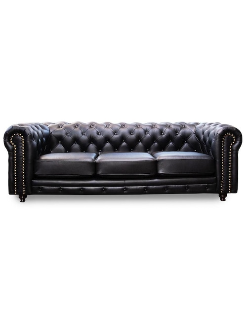 Sofá Confortopiel Chesterfield estilo clásico de madera pino