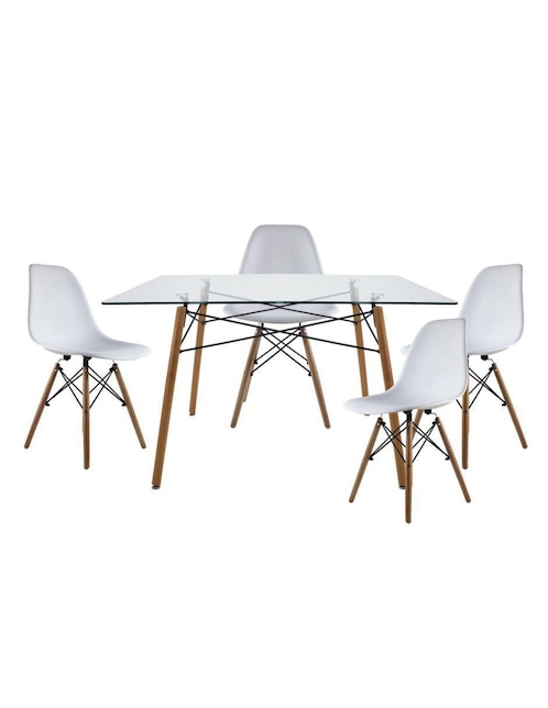 Comedor Eames para 4 personas de cristal