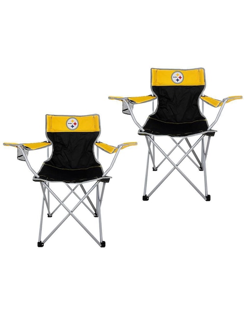"set de (si aplica)" 2 juego de sillas plegables nfl pittsburgh steelers "de" acero