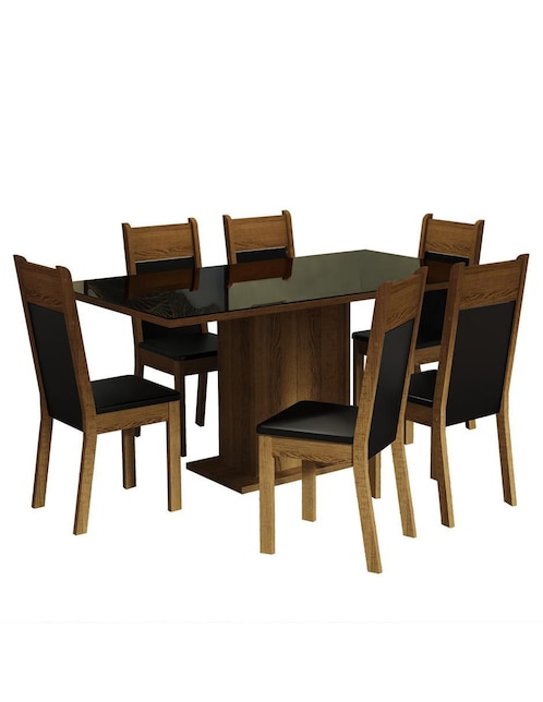 Comedor Francine Madesa para 6 personas de cristal y madera