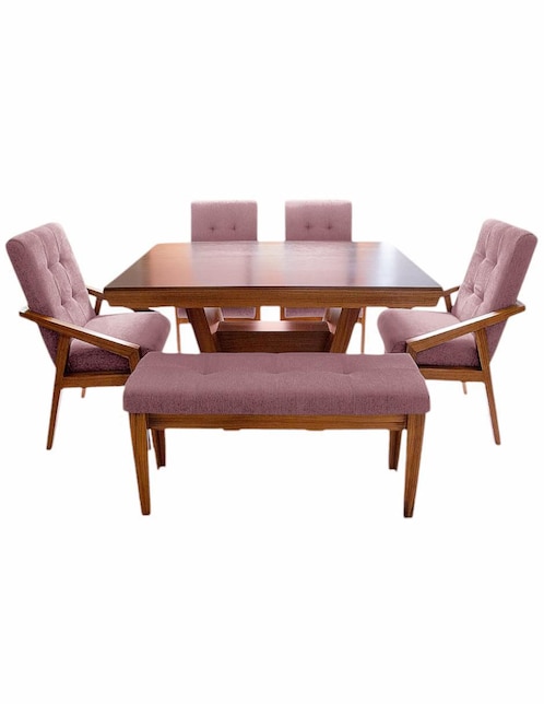 Comedor Ansoal para 6 personas de madera de parota