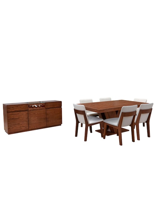 Comedor Biarritz Imanol para 6 personas de madera y MDF