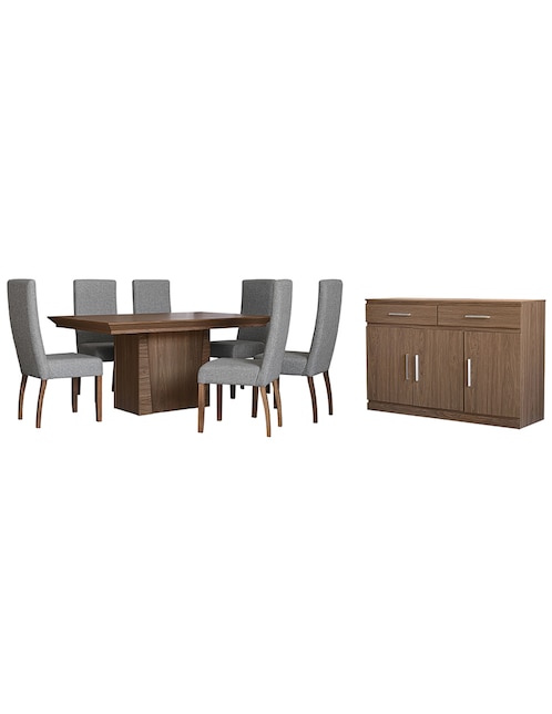 Comedor Nara Diper para 6 personas de madera de nogal