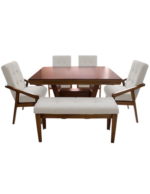 Comedor Ansoal para 6 personas de madera de parota