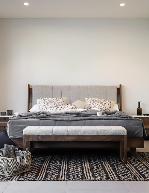 Cama Mescato Trra de madera nogal matrimonial