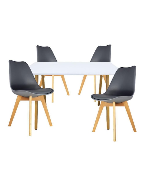 "comedor" frankfurt rectangular blanco con sillas frankfurt mundo in "para" 4 personas "de" madera