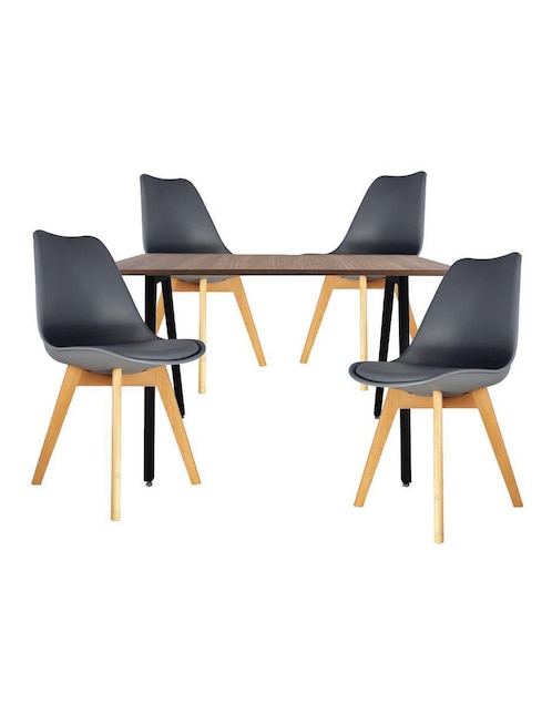 "comedor" frankfurt rectangular nogal y sillas frankfurt mundo in "para" 4 personas "de" madera