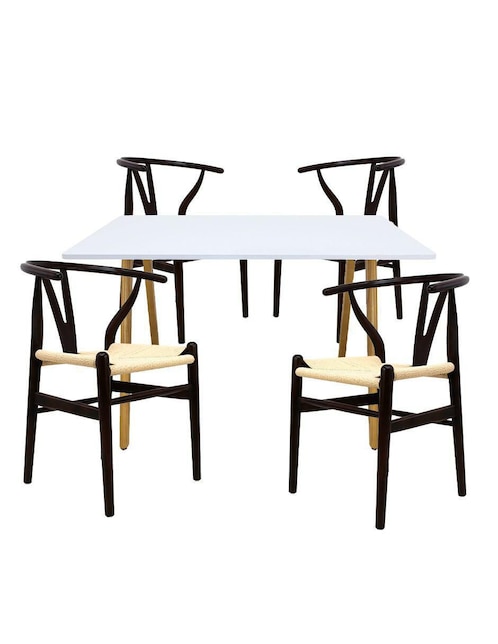 "comedor" frankfurt rectangular blanco con sillas micerino mundo in "para" 4 personas "de" madera