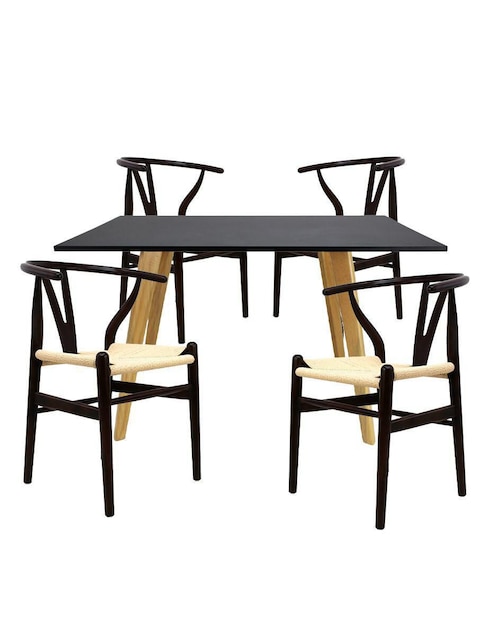 "comedor" frankfurt rectangular negro con sillas micerino mundo in "para" 4 personas "de" madera