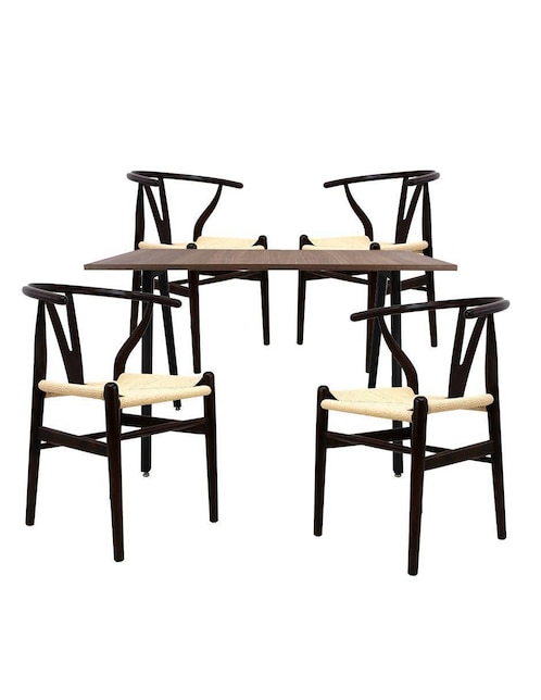 "comedor" frankfurt rectangular nogal con sillas micerino mundo in "para" 4 personas "de" madera