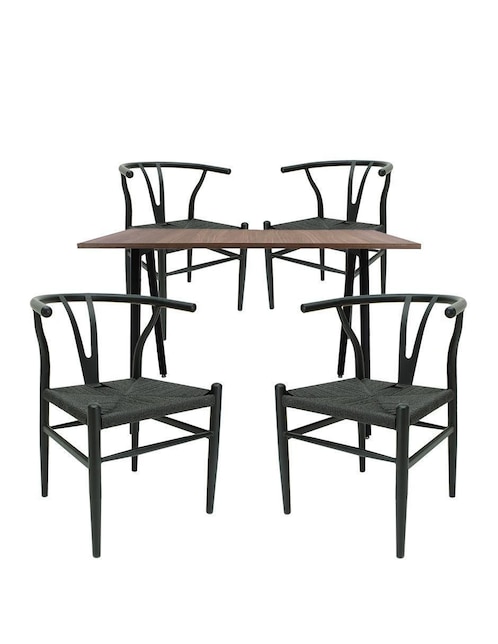 "comedor" frankfurt rectangular nogal micerino metal mundo in "para" 4 personas "de" madera