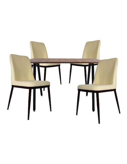 "comedor" frankfurt rectangular nogal bari mundo in "para" 4 personas "de" madera