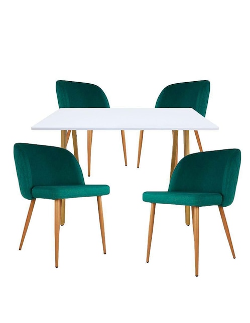 "comedor" frankfurt rectangular blanco con sillas lucca mundo in "para" 4 personas "de" madera