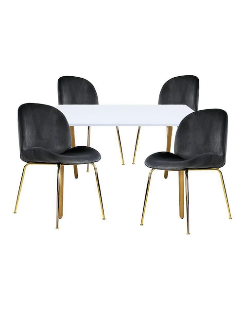 "comedor" frankfurt rectangular blanco con sillas treviso mundo in "para" 4 personas "de" madera