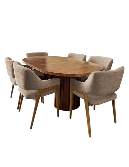 Comedor Ansoal para 6 personas de madera de pino