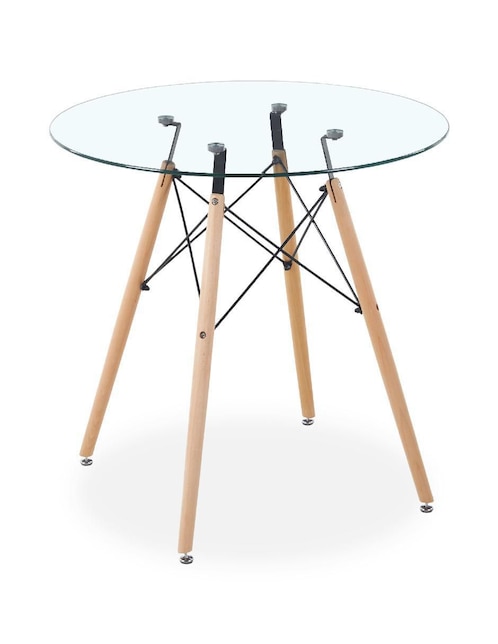 Mesa de comedor armable Elly de vidrio