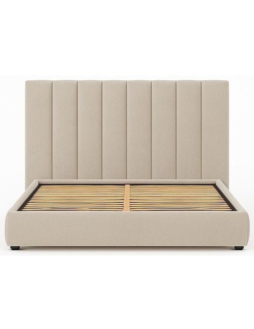 Cama Moder Luxury Imperio Plus con luz LED ambiental y patrones de cabecera de 30 cm de tela Cama Moder Luxury Imperio Plus con luz LED ambiental y patrones de cabecera de 30 cm de tela