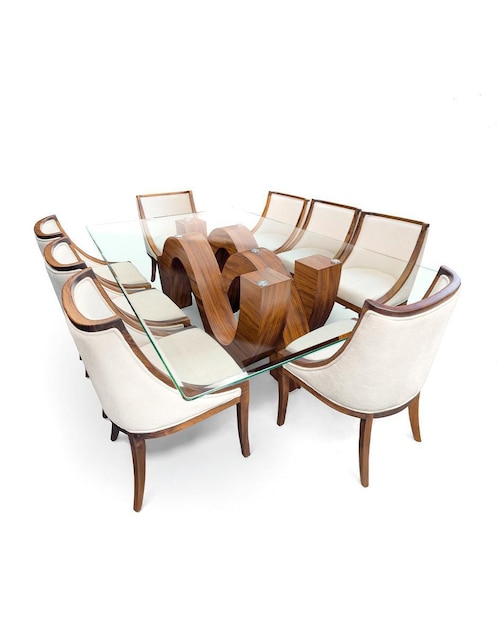 Comedor Always Mögu Muebles para 8 personas de cristal y madera