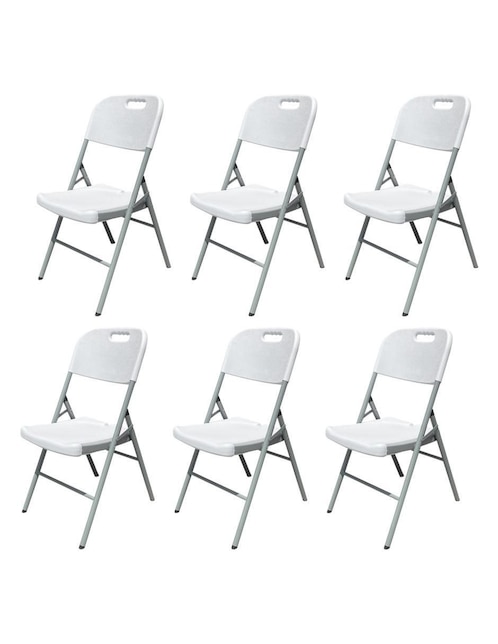 Juego de sillas plegables 6 piezas Folding Collection con estética moderna y detalles ergonómicos Vanlig de plástico y metal adulto