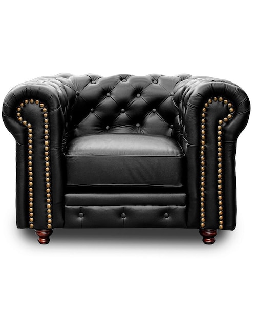 Sillón Confortopiel Chesterfield estilo vintage de madera de pino