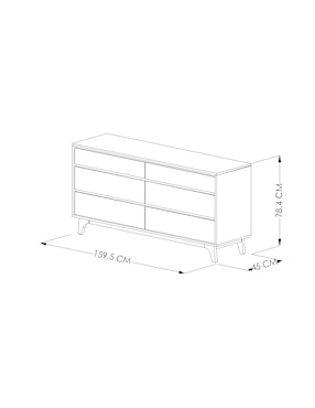 Cómoda mezzo Dixy de madera álamo