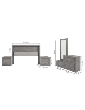 Set recámara Kessa de madera pino