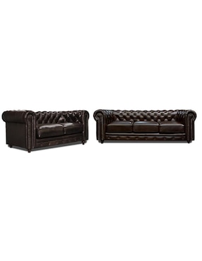 Sala 2 piezas Chesterfield Confortopiel de cuero