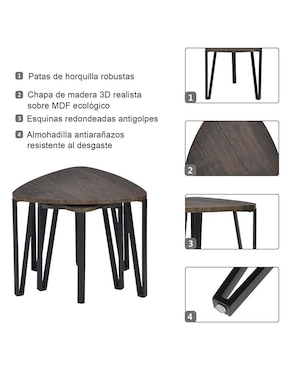 Set mesa de centro no sí kauwhata furniturer "de" metal