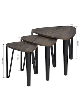 Set mesa de centro no sí kauwhata furniturer "de" metal