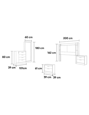 Set Recámara Kessa Keke de MDF
