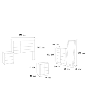 Set Recámara Kessa Iroan de MDF