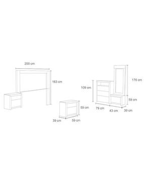 Set Recámara Kessa Maleli de MDF