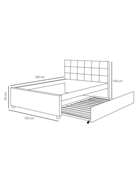 Cama doble Poundex de madera individual