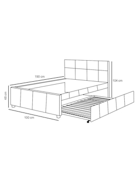 Cama doble Poundex de madera individual