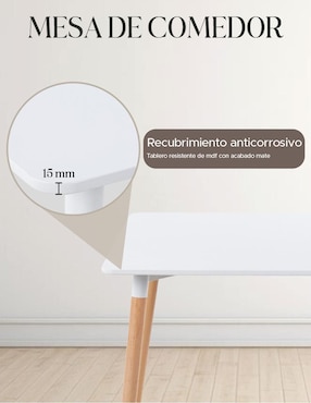 Mesa de comedor armable Eames Elly-Decor