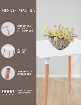 Mesa de comedor armable Eames Elly-Decor
