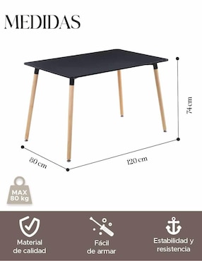 Mesa de comedor armable Eames Nórdica Elly-decor