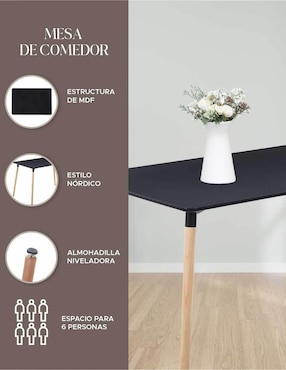 Mesa de comedor armable Eames Nórdica Elly-decor