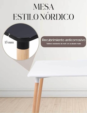 Mesa de comedor armable Eames Nórdica Elly-decor