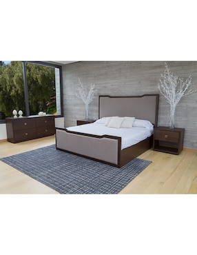 Base para cama Abbey Dixy de madera y tela