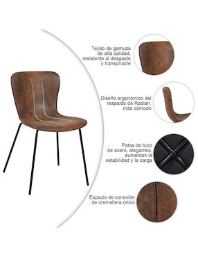 Juego de sillas 4 piezas Koziello Suede Furniturer