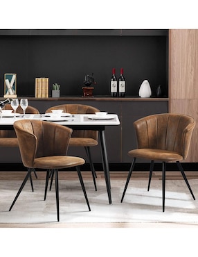 Juego de sillas 2 piezas Doncic dining suede Furniturer adulto