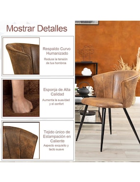 Juego de sillas 2 piezas Doncic dining suede Furniturer adulto