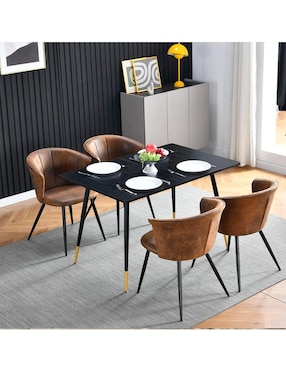 Juego de sillas 2 piezas Doncic dining suede Furniturer adulto
