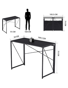 Escritorio Harper Black Wood Furniturer de MDF