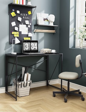 Escritorio Harper Black Wood Furniturer de MDF