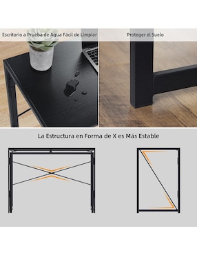 Escritorio Harper Black Wood Furniturer de MDF