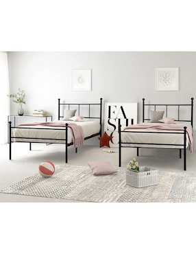 Cama Lovisa Twin Black Furniturer de metal individual