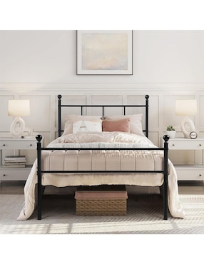 Cama Lovisa Twin Black Furniturer de metal individual