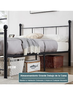 Cama Lovisa Twin Black Furniturer de metal individual